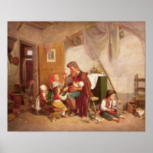 The widowed family, 19th century poster
