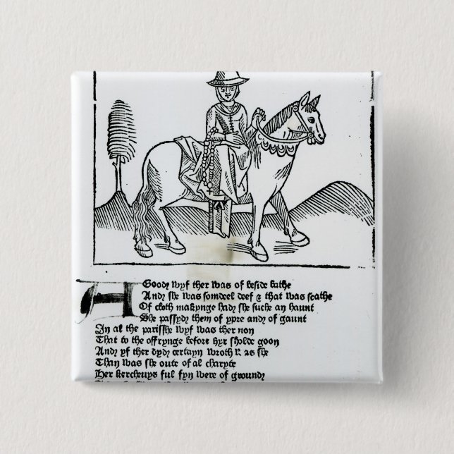 The Wife of Bath 2 Inch Square Button (Front)