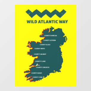 The Wild Atlantic Way Ireland's Coastal trip Window Cling