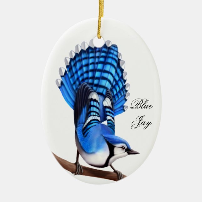 The Wild Blue Jay Bird Ornament (Front)