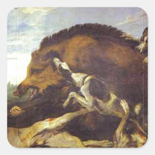 The Wild Boar Hunt by Frans Snyders Square Sticker
