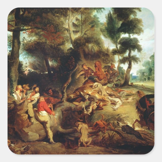 The Wild Boar Hunt Square Sticker (Front)