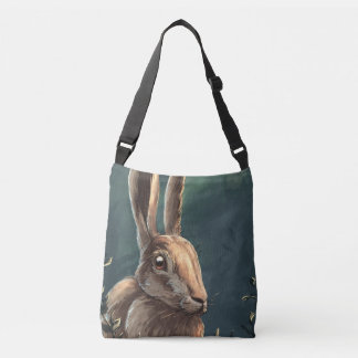The wild hare in forest crossbody bag