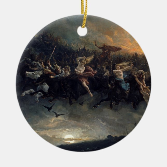 The Wild Hunt Of Odin By Peter Nicolai Arbo 1872 Ceramic Ornament (Front)
