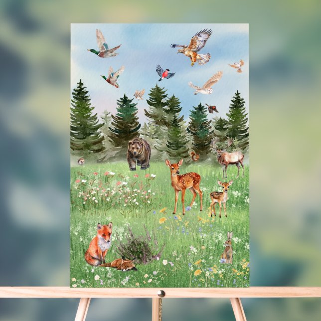 The Wild Life of Forest Animals Acrylic Sign (Neutral)