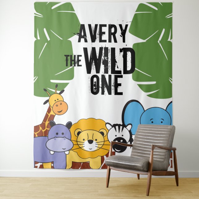 The Wild one Safari First birthday Party  Tapestry (In Situ)