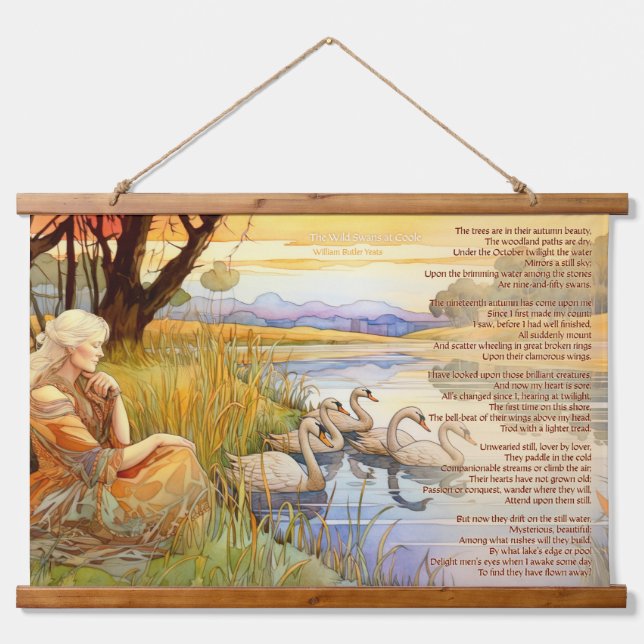 The Wild Swans at Coole poem and artwork Hanging Tapestry (Front)