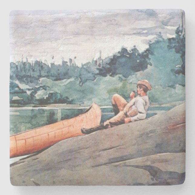 The Wilderness Guide (by Winslow Homer) Stone Coaster (Front)
