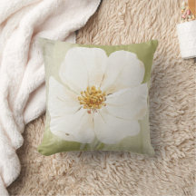 The Wildflower Bloom Moss Green & White Cushion