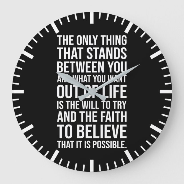 The Will To Try and Faith - Success Motivational Large Clock (Front)
