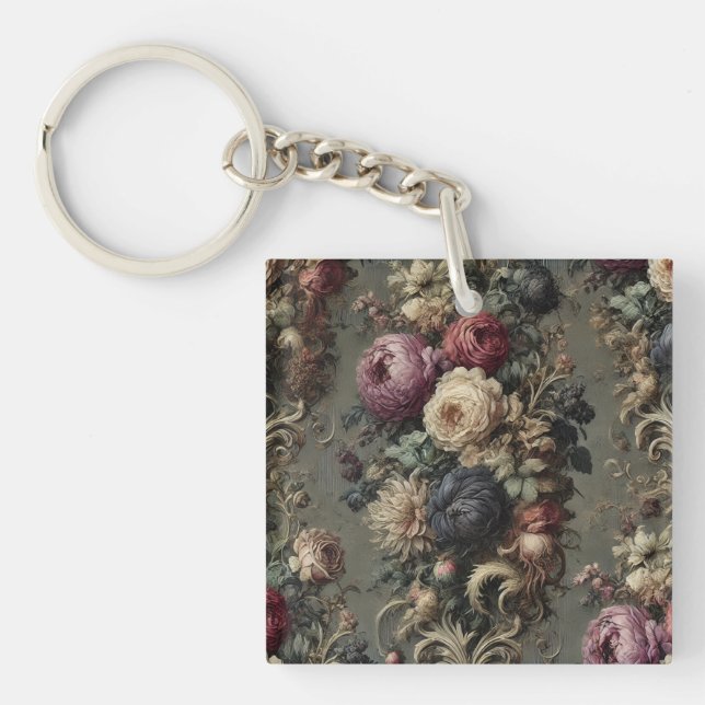The Wilted Vigil – Gothic Floral  Keychain (Front)