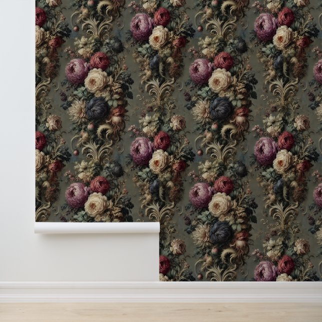 The Wilted Vigil – Gothic Floral  Wallpaper (Application)