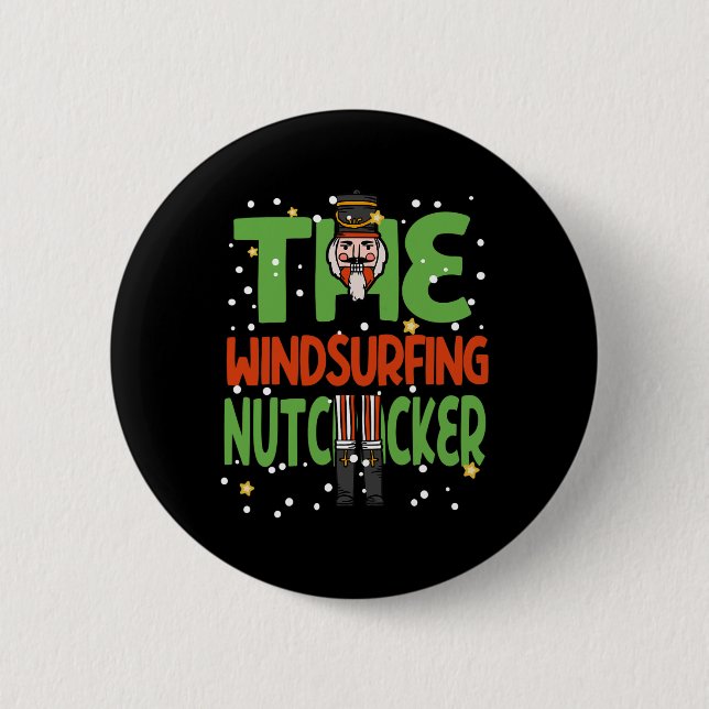 The Windsurfing Nutcracker Funny Christmas Pajama  2 Inch Round Button (Front)