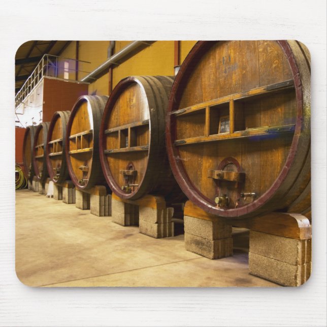 The wine cellar winery with big old wooden casks mouse pad (Front)