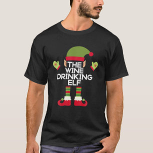 The Wine Drinking Elf Funny Cabernet Christmas Par T-Shirt