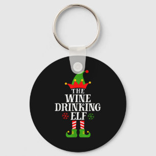 The Wine Drinking Elf Funny Matching Family Christ Keychain