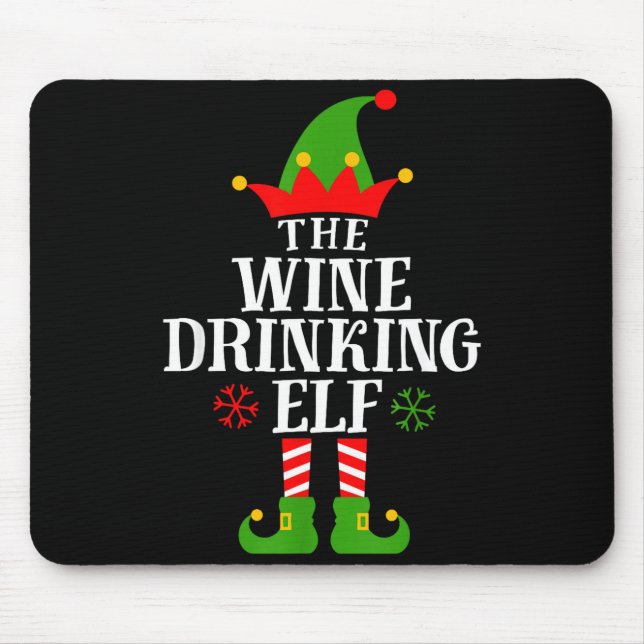 The Wine Drinking Elf Funny Matching Family Christ Mouse Pad (Front)