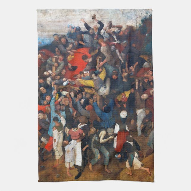 The Wine of Saint Martin's Day, Pieter Bruegel Kitchen Towel (Vertical)