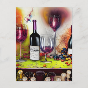 The Wine Tasting Colourful Digital Art Postcard