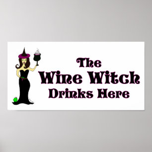 "The Wine Witch Drinks Here" Halloween Bar Poster