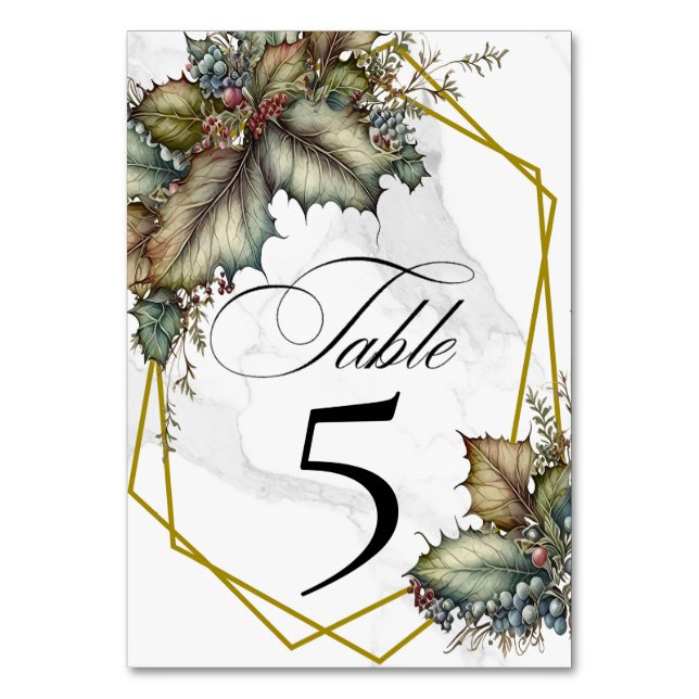 The Winery Table Number Card (Front)