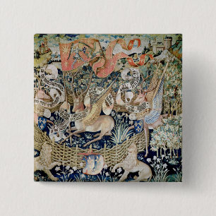 The Winged Deer (tapestry) 2 Inch Square Button
