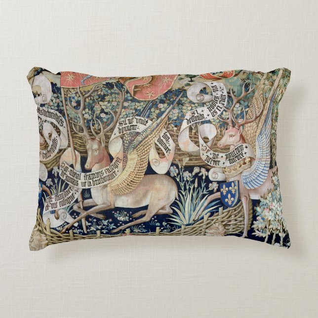 The Winged Deer (tapestry) Decorative Pillow (Front)