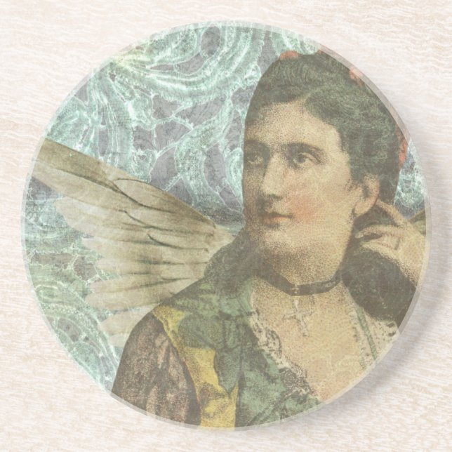 The Winged Lady Digital Collage Coaster (Front)