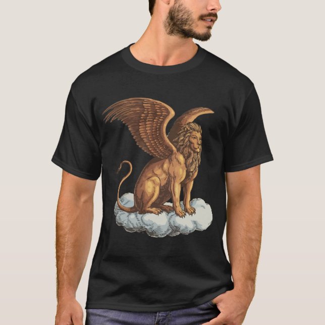 The winged lion is a mythical creature. T-Shirt (Front)