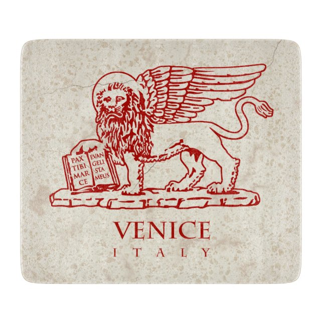 The winged lion of Saint Mark on marble background Cutting Board (Front)