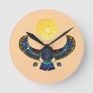 The Winged Scarab of Ancient Egypt Round Clock