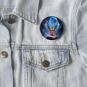 The Winged Violin of Moonlit Realms 2 Inch Round Button