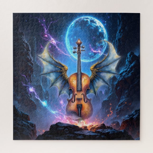 The Winged Violin of Moonlit Realms Jigsaw Puzzle (Vertical)