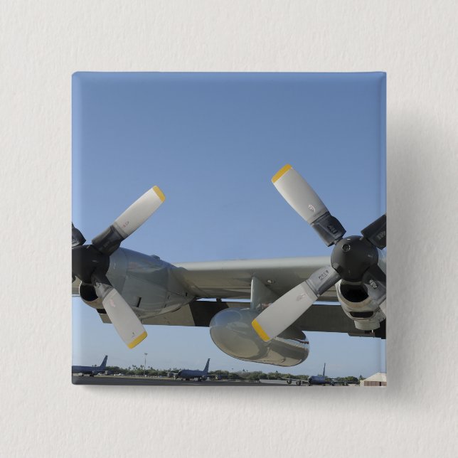 The wings of an LC-130 Hercules 2 Inch Square Button (Front)