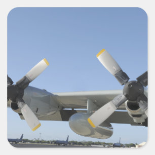 The wings of an LC-130 Hercules Square Sticker