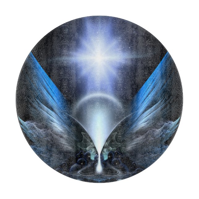 The Wings Of Anthropolis Round Glass Cutting Board (Front)