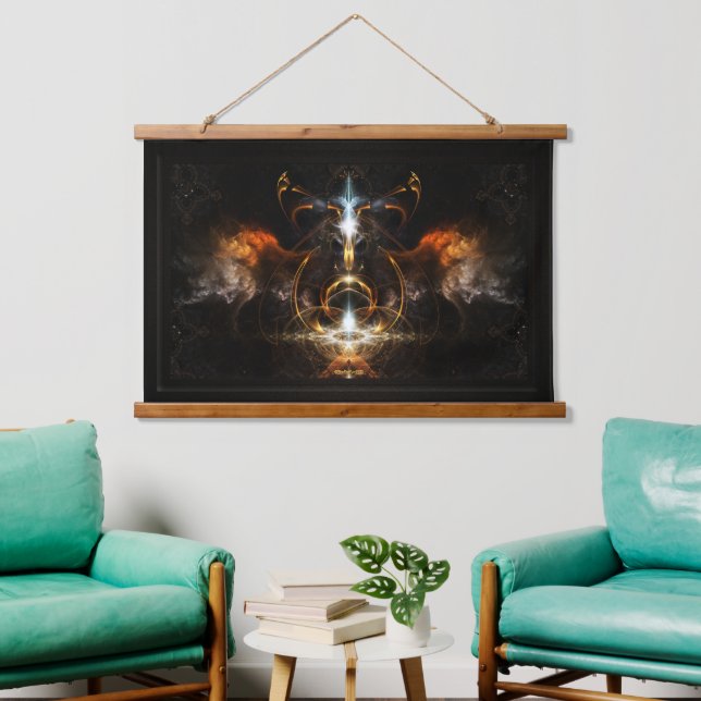 The Wings Of Fire Fractal Art by Xzendor7 Hanging Tapestry (Living Room)