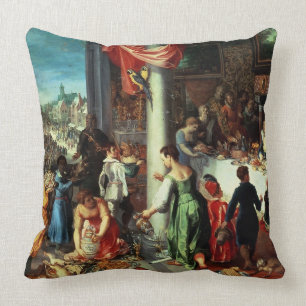 The Winter Feast, Gathering at the Bavarian State Throw Pillow