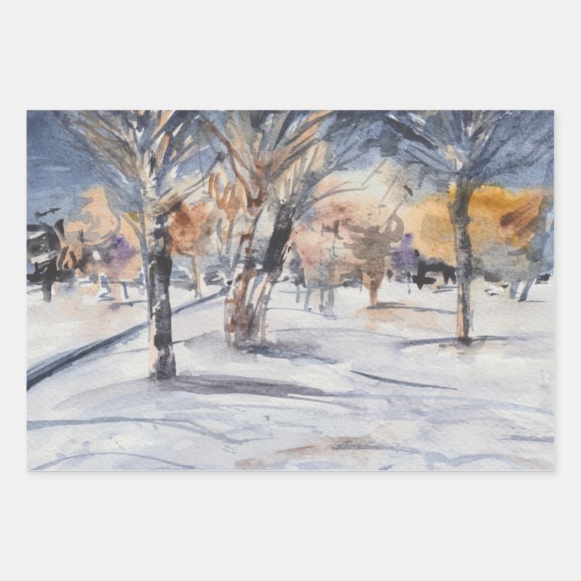 The winter forest wrapping paper sheet (Front)