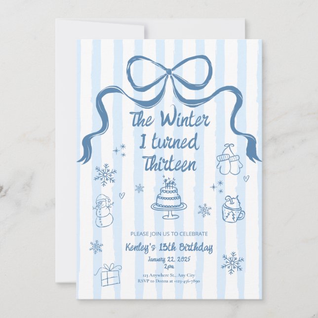 The Winter I turned 13 Birthday Invitation (Front)