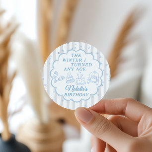 The Winter I Turned Any Age Personalized Birthday Classic Round Sticker
