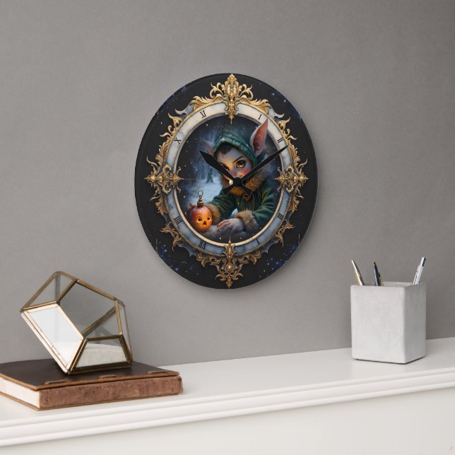 The Winter Keykeeper & The Reluctant Ornament.  Large Clock (Office)