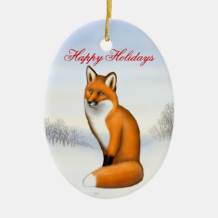 The Winter Red Fox Customizable Ornament