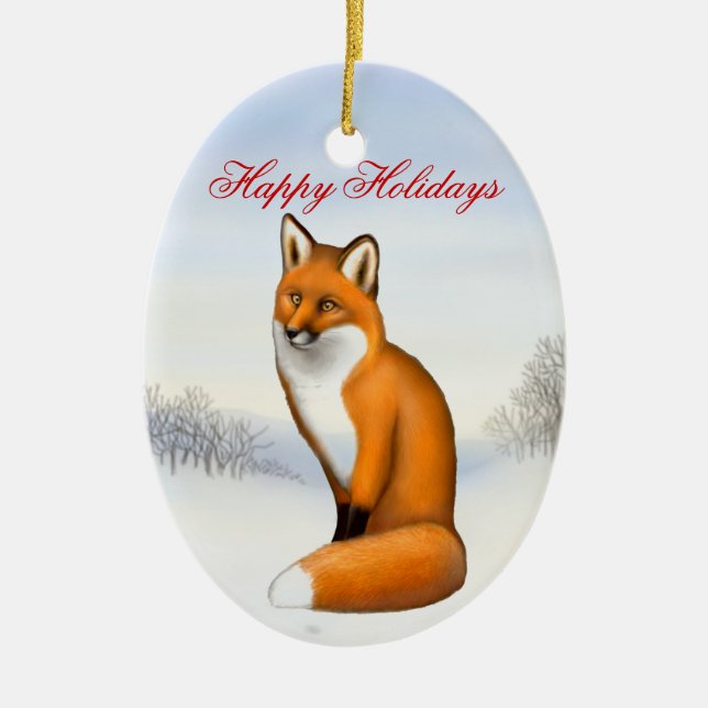 The Winter Red Fox Customizable Ornament (Front)