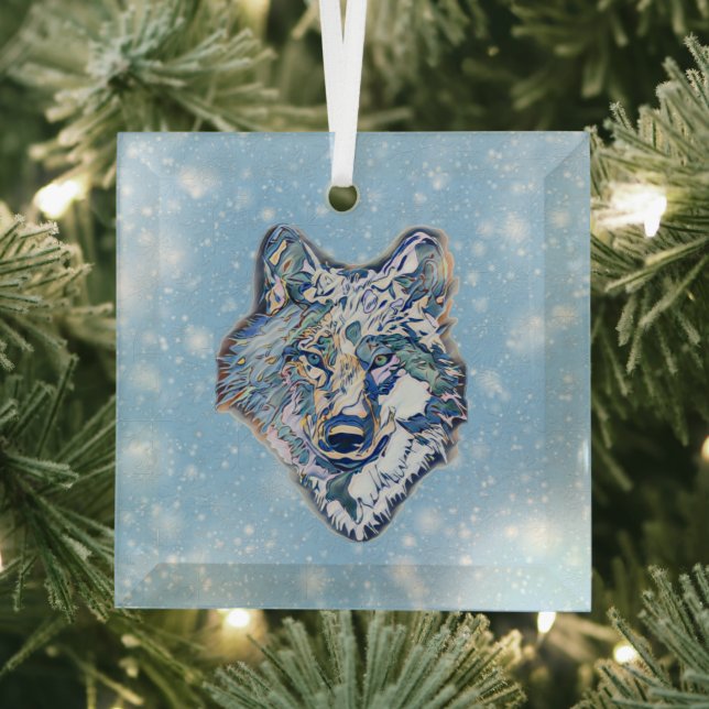 The Winter Wolf    Glass Ornament (Insitu)