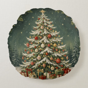 The Winter Woodland's Crown Jewel Round Pillow