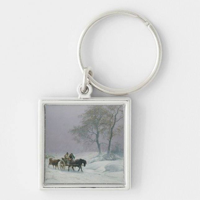 The wintry road to market keychain (Front)