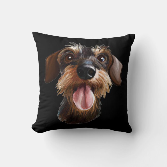 The Wirehair Dachshund Throw Pillow (Front)