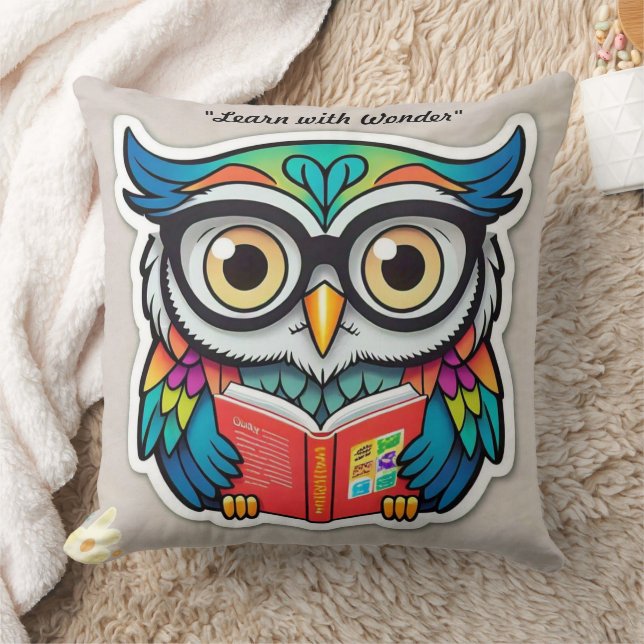 "The Wise Bookworm" Throw Pillow (Blanket)