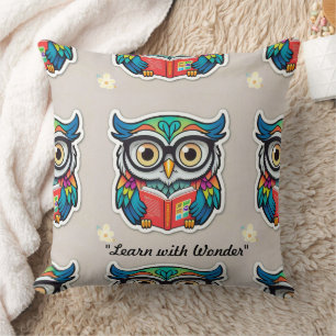 "The Wise Bookworm" Throw Pillow